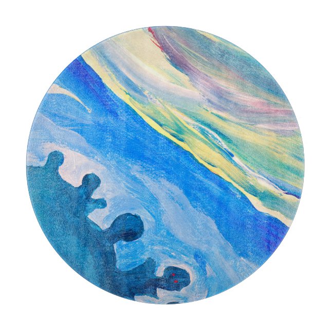 Farbige Acrylmalerei, texturierter Hintergrund. Schneidebrett (Vorderseite)