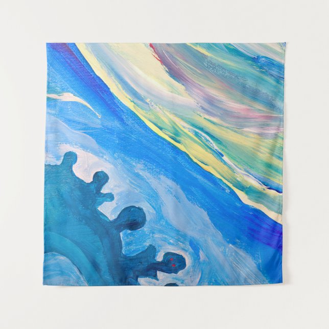 Farbige Acrylmalerei, texturierter Hintergrund. Wandteppich (Vorderseite)