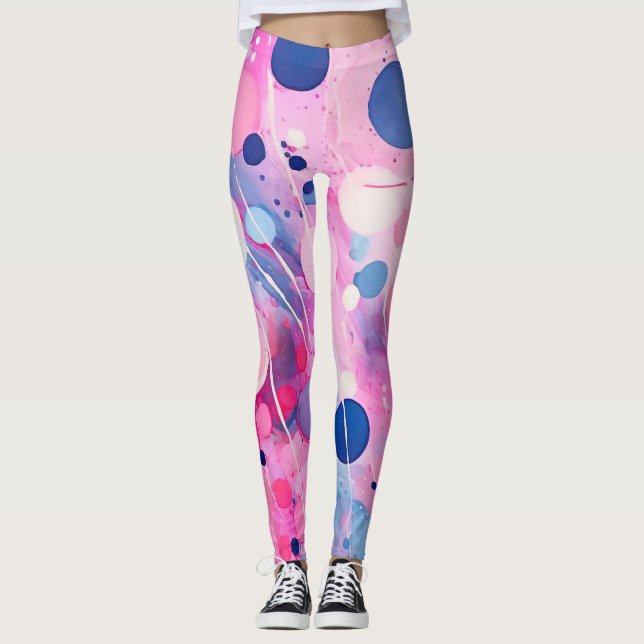 farbige Acrylmalerpunkte auf weißem Boden Leggings (Vorderseite)