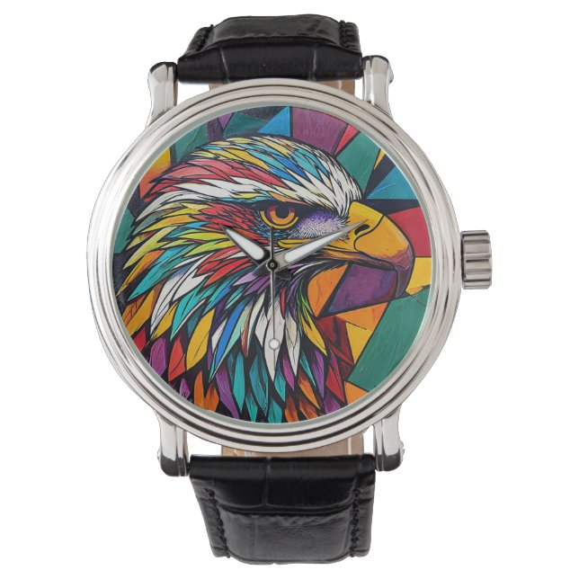 Farbige Adlerkunst Armbanduhr (Vorderseite)