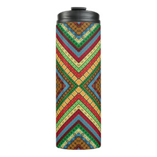 Farbige afrikanische geometrische Motive und Symbo Thermosbecher