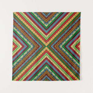 Farbige afrikanische geometrische Motive und Symbo Wandteppich