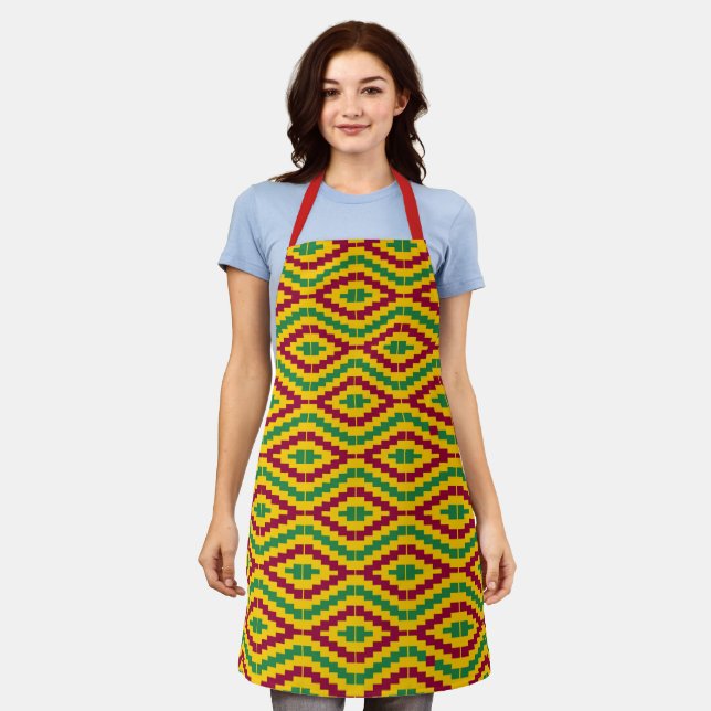 Farbige afrikanische Kente-Muster Schürze (Getragen)