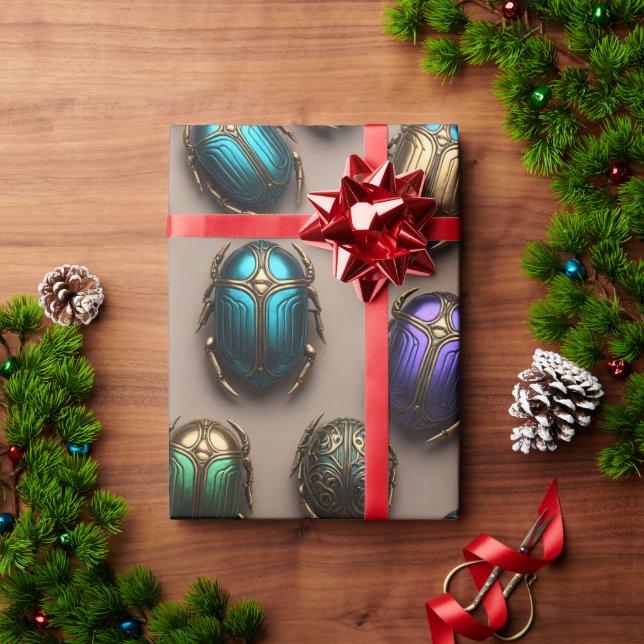 Farbige ägyptische Scarabs Geschenkpapier (Feiertagsgeschenk)