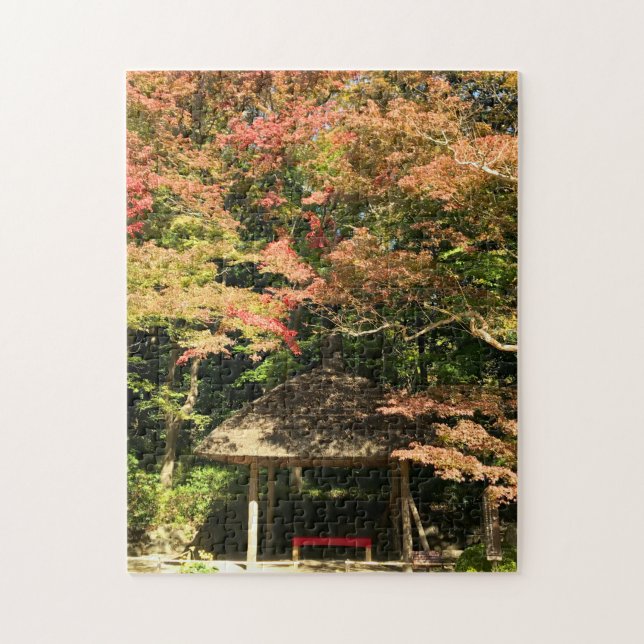 Farbige Ahornbäume und Erholung Puzzle (Vertikal)