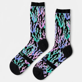 Farbige Algen, Text auf Schwarz Socken