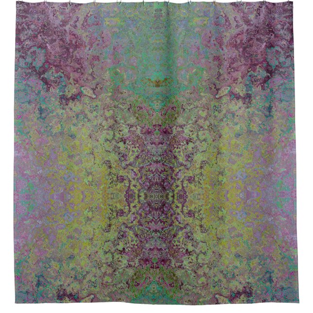 Farbige Alkoholtinte, grün und Burgund Abstrakt Duschvorhang (Vorderseite)