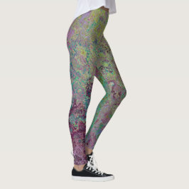 Farbige Alkoholtinte, grün und Burgund Abstrakt Leggings