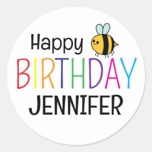 Farbige Alles Gute zum Geburtstag Biene Personalis Runder Aufkleber