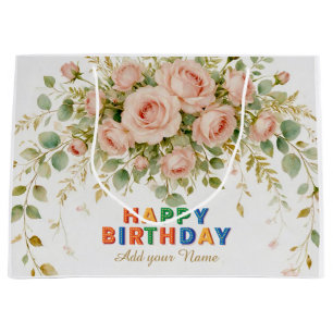Farbige "Alles Gute zum Geburtstag" Elegante rosa Große Geschenktüte
