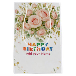 Farbige "Alles Gute zum Geburtstag" Elegante rosa Mittlere Geschenktüte