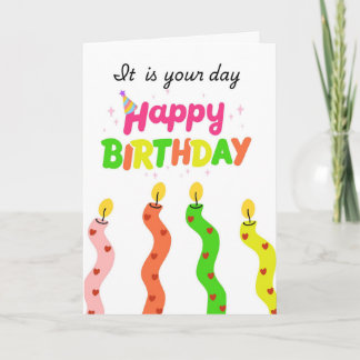 Farbige Alles-Gute-zum-Geburtstag-Kerzen-Karte Karte