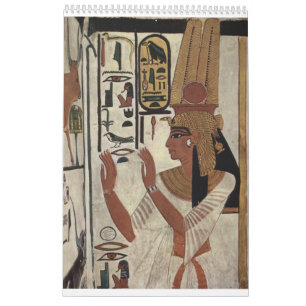 Farbige altägyptische Wandbilder Luxor Kalender