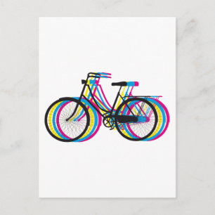 Farbige alte Fahrradsilhouette, T-Shirt-Design Postkarte