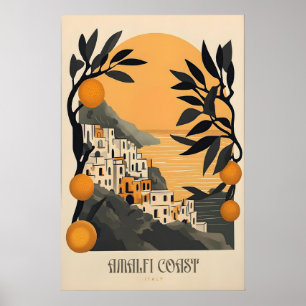 Farbige Amalfi-Küsten-Druck Vintage-Italien-Reise Poster