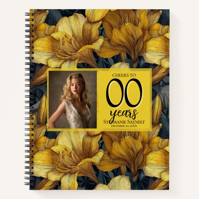 Farbige Amaryllis Vierzig Geburtstag Customized Notizbuch (Vorderseite)