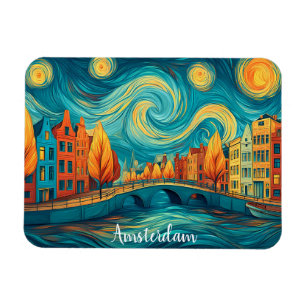 Farbige Amsterdam Holland Kanal-Ölgemälde Magnet