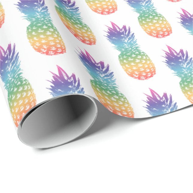 Farbige Ananas-Fruchtmuster Geburtstag Geschenkpapier (Rolleneckpunkt)