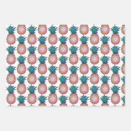 Farbige Ananas Geschenkpapier Set