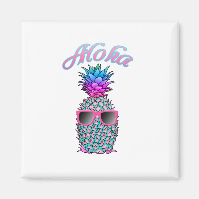 Farbige Ananas Hawaiian Aloha Magnet (Vorne)