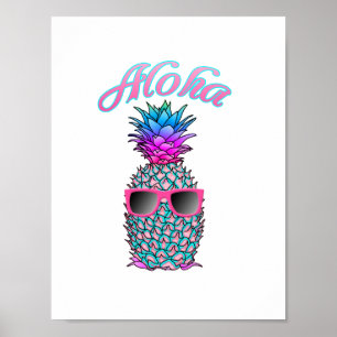 Farbige Ananas Hawaiian Aloha Poster