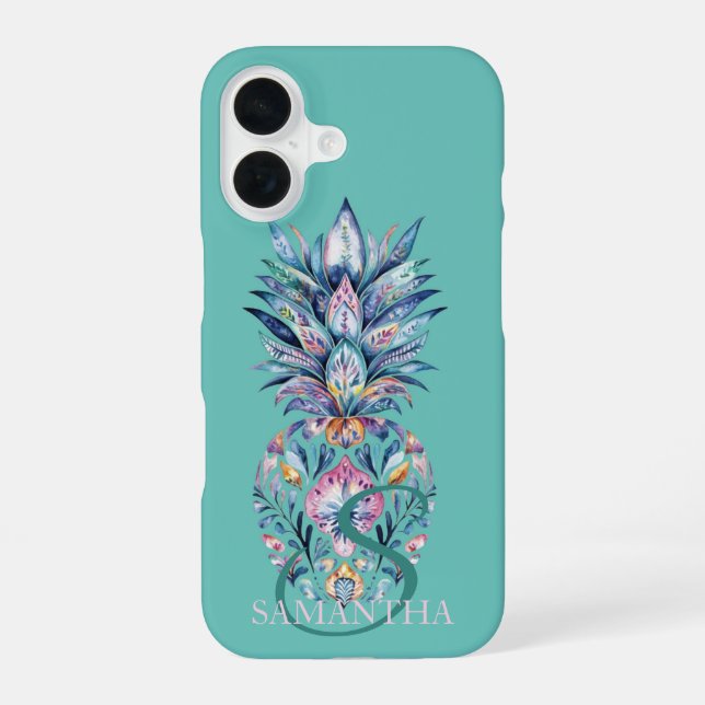 Farbige Ananas Minze Grün iPhone 16 Hülle (Rückseite)