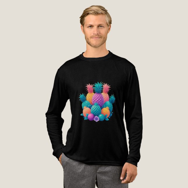 Farbige Ananas Tri-Blend Shirt (Volle Vorderseite)