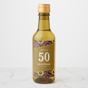 Farbige Anemonen 50. Geburtstag Custom Weinetikett