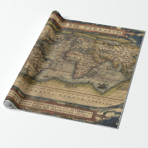 Farbige Antiquarische Vintage-Weltkarte Ortelius Geschenkpapier
