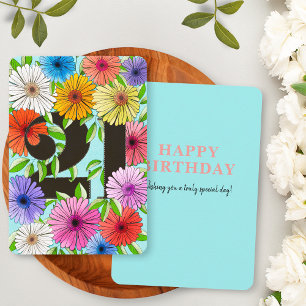 Farbige aqua blaue florale Glückwunschkarte zum 21