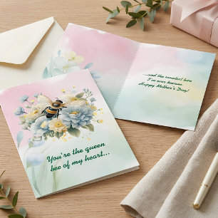 Farbige Aquarell-Biene Floral editierbare Grußkart Karte