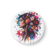 Farbige Aquarell-Blumen-Frauen-Kunst