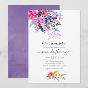 Farbige Aquarell-Blumen-Frühlings-Quinceañera Einladung