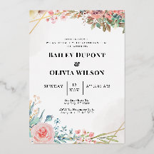 Farbige Aquarell-Blumen-Hochzeitseinladungskarte
