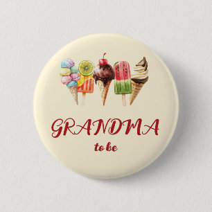 Farbige Aquarell-Eiscreme Süße werdende Oma Button