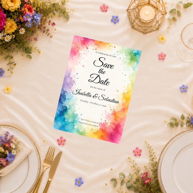 Farbige Aquarell-Hochzeit Save The Date (Von Creator hochgeladen)