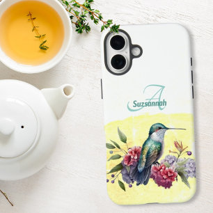 Farbige Aquarell-Kolibri-Personalisierung iPhone 16 Plus Hülle