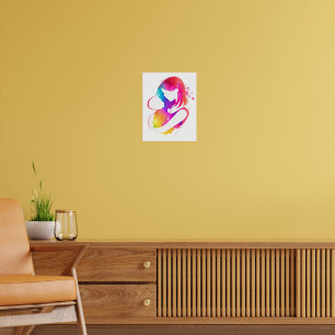 Farbige Aquarell-Mutter-und-Baby-Plakatdruck Poster