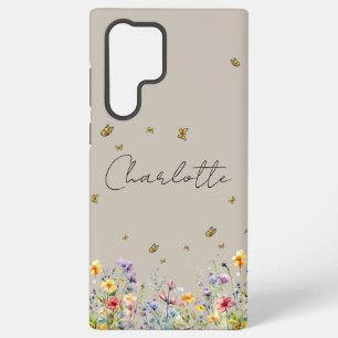 Farbige Aquarell-Wildblume & Schmetterling Samsung Galaxy Hülle