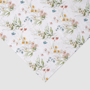 Farbige Aquarell-Wildblumen 1600er Kunst Seidenpapier