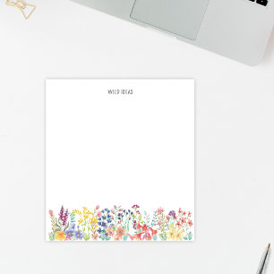 Farbige Aquarell-Wildblumen-Blumen-Anpassung Notizblock
