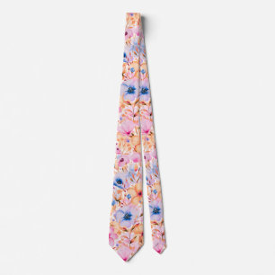 Farbige Aquarell-Wildblumen Blumenmuster Krawatte