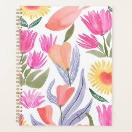 Farbige Aquarell-Wildblumen | Handgemalt Planer