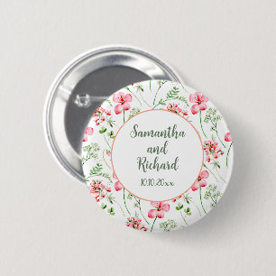 Farbige Aquarell-Wildblumen-Hochzeit Button