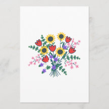 Farbige Aquarell-Wildblumen-Hochzeitsprogrammkarte
