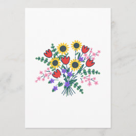 Farbige Aquarell-Wildblumen-Hochzeitsprogrammkarte Programm