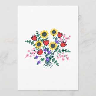 Farbige Aquarell-Wildblumen-Hochzeitsprogrammkarte Programm