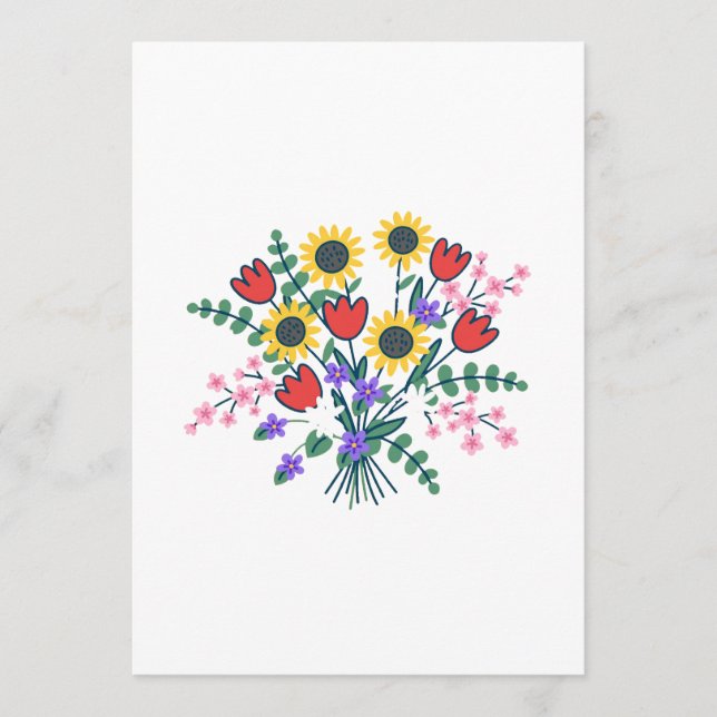 Farbige Aquarell-Wildblumen-Hochzeitsprogrammkarte Programm (Vorderseite)