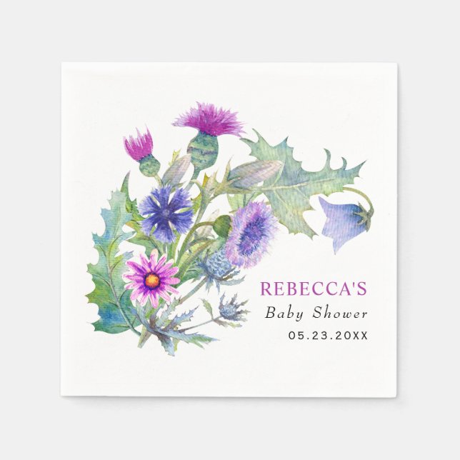 Farbige Aquarell-Wildblumen Kinderdusche Serviette (Vorderseite)