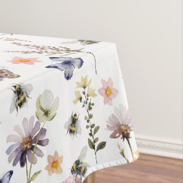 Farbige Aquarell-Wildblumen-Schmetterling & Biene Tischdecke